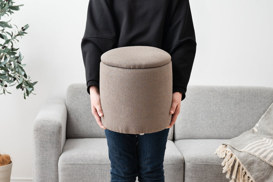 ラウンド収納スツール グレージュ