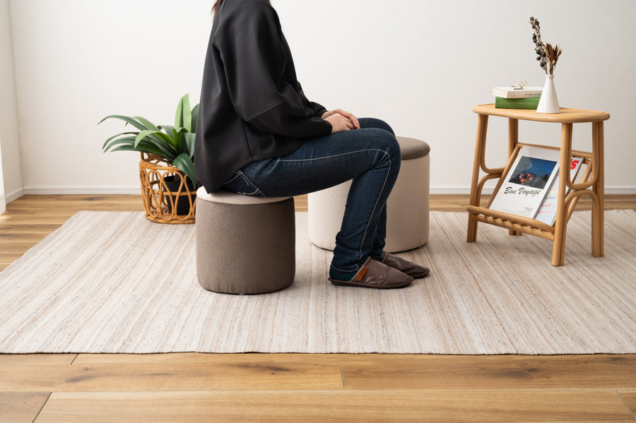 ラウンド収納スツール グレージュ