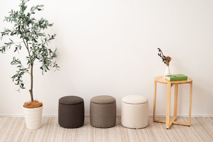 ラウンド収納スツール ベージュ