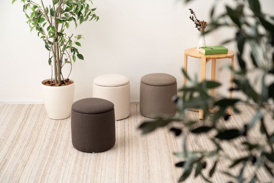 ラウンド収納スツール ベージュ