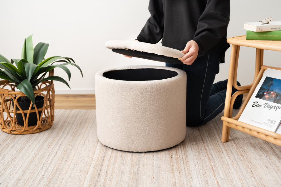 ラウンド収納スツール ベージュ