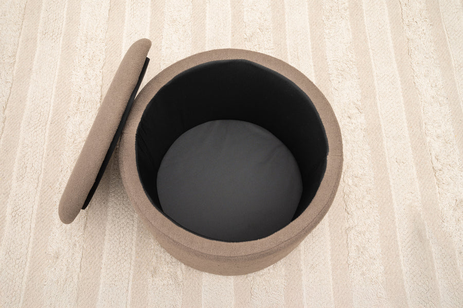 ラウンド収納スツール グレージュ