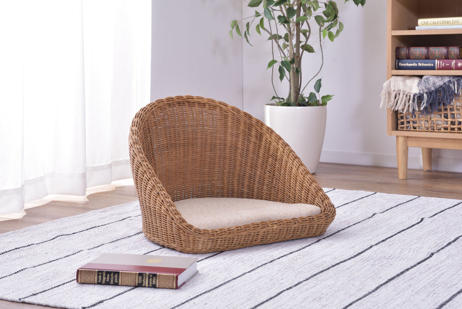 ラタン フロアチェア ブラウン