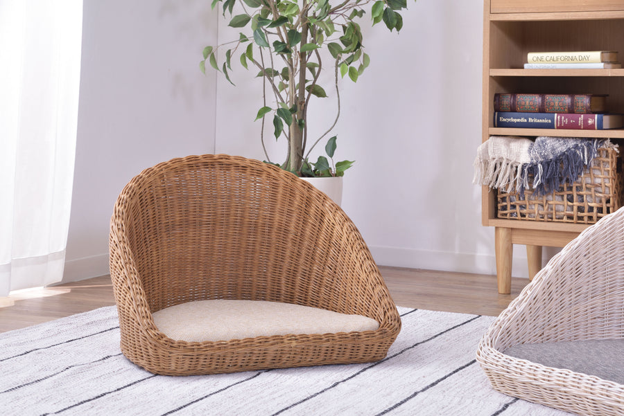 ラタン フロアチェア ブラウン