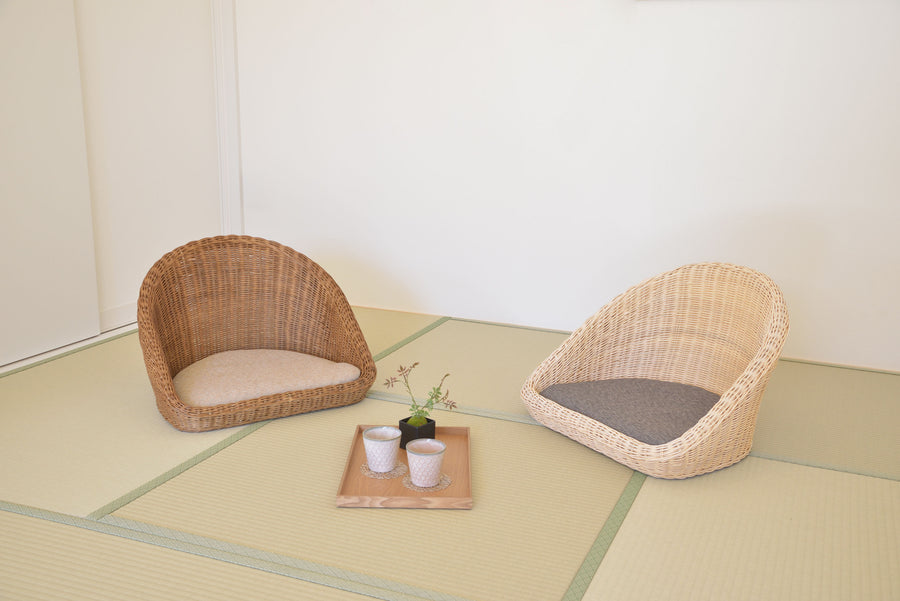 ラタン フロアチェア ブラウン