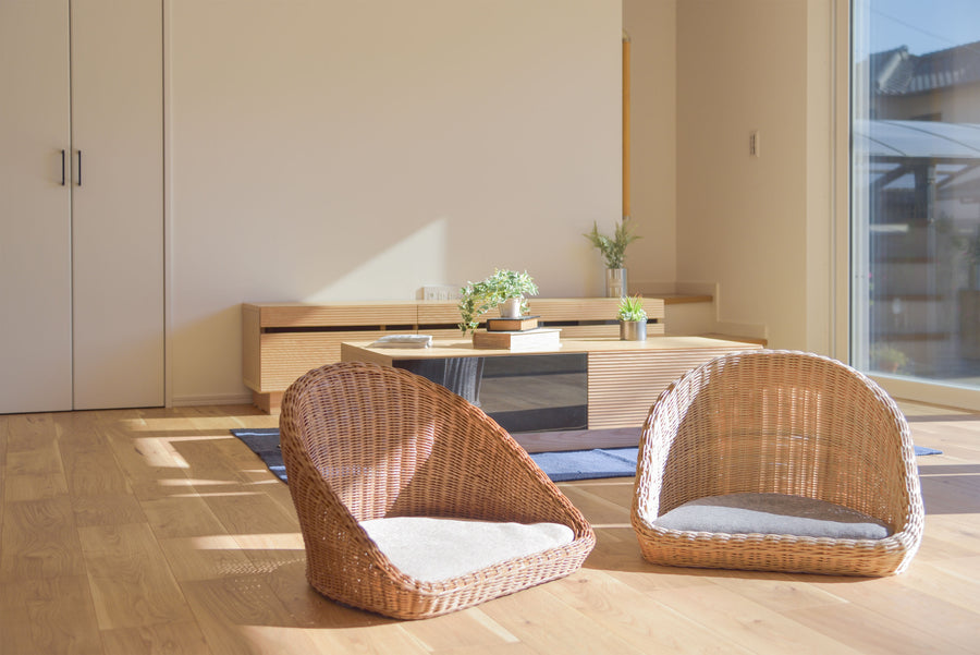 ラタン フロアチェア ブラウン