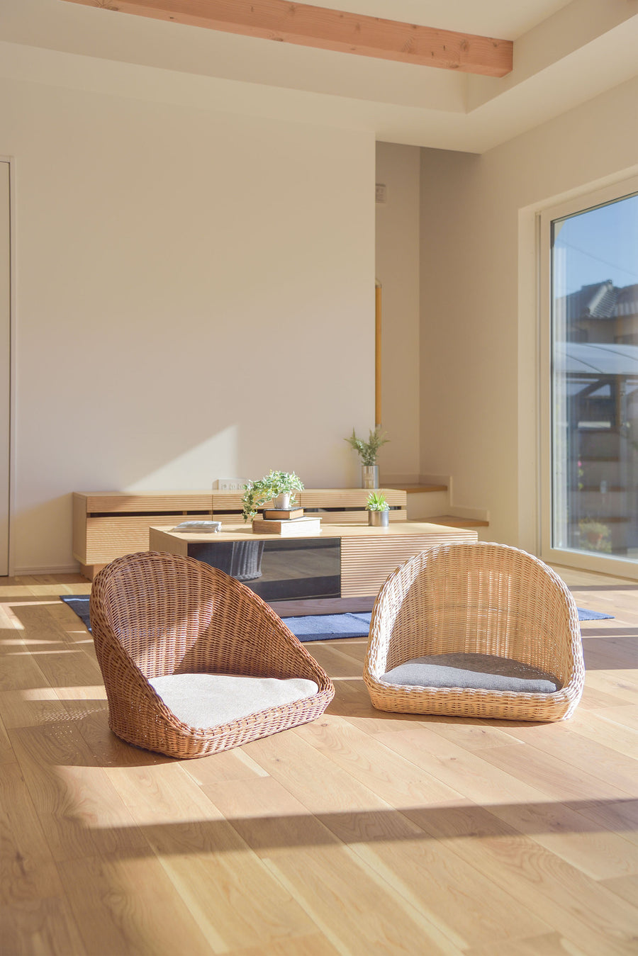 ラタン フロアチェア ブラウン