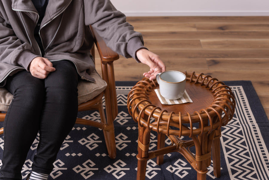 ラタンサイドテーブル ブラウン