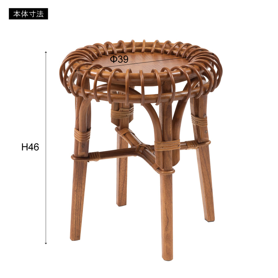 ラタンサイドテーブル ブラウン