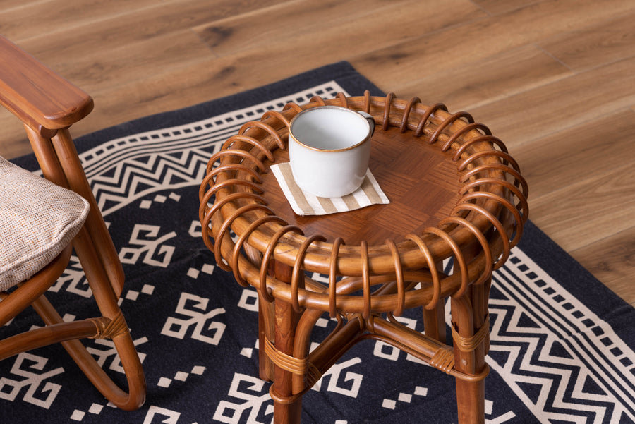 ラタンサイドテーブル ブラウン