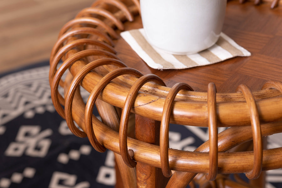 ラタンサイドテーブル ブラウン