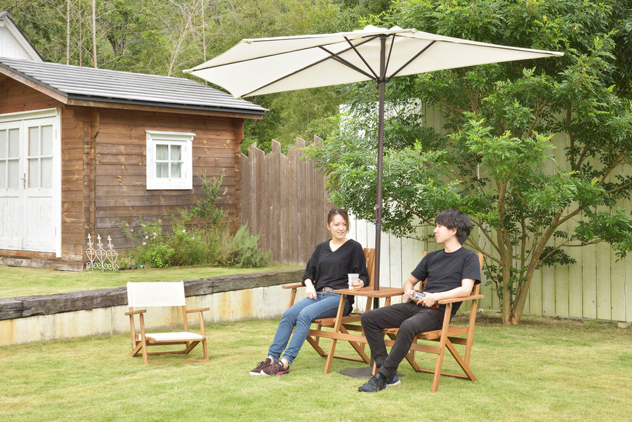 Folding bench with table, light brown