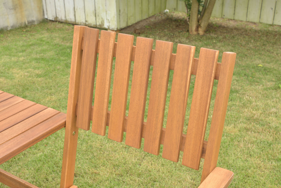 Folding bench with table, light brown