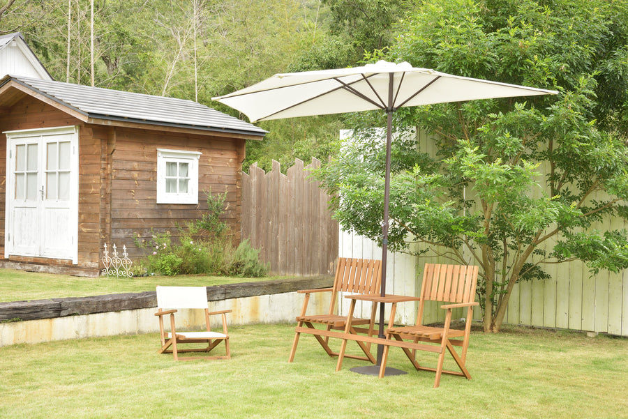 Folding bench with table, light brown