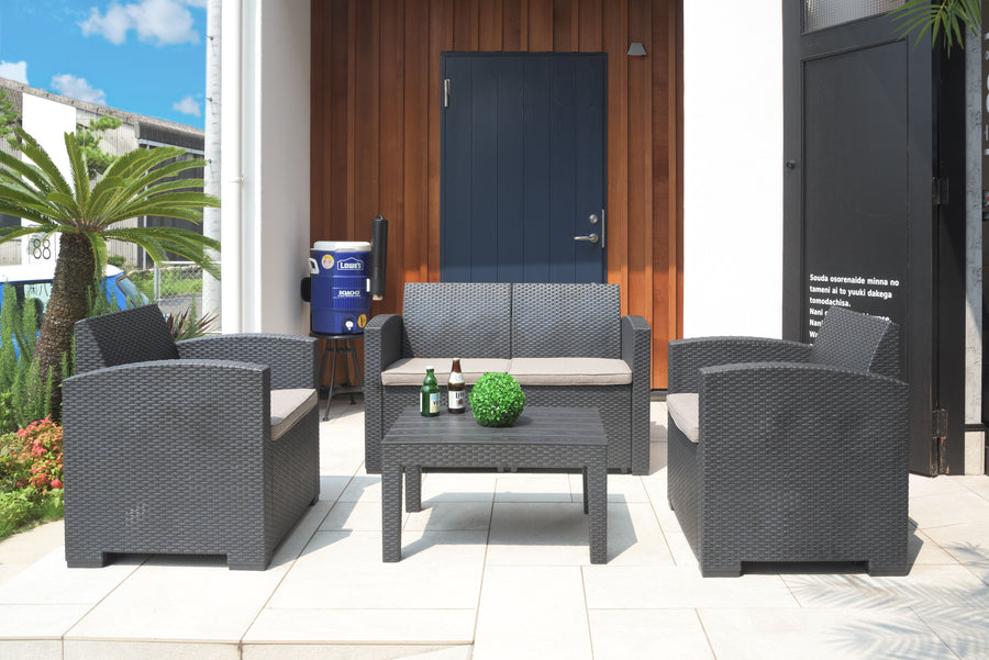 Garden Living 4-piece set, dark grey