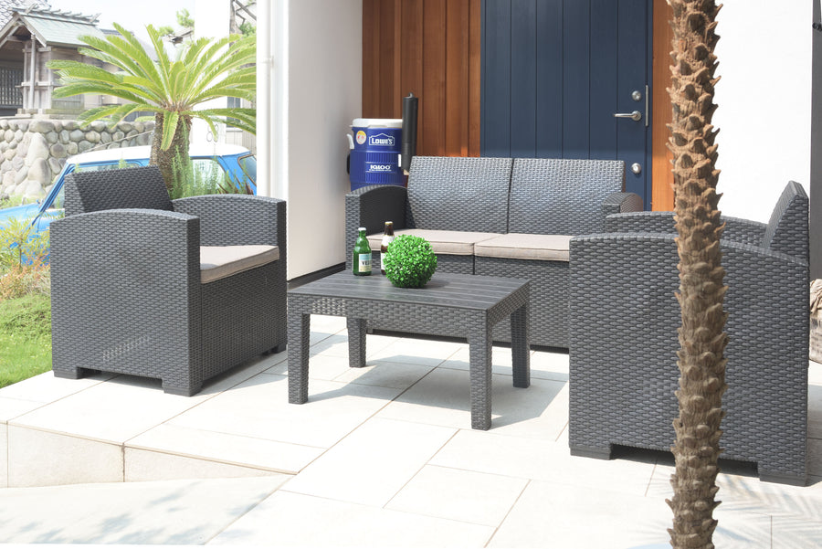 Garden Living 4-piece set, dark grey