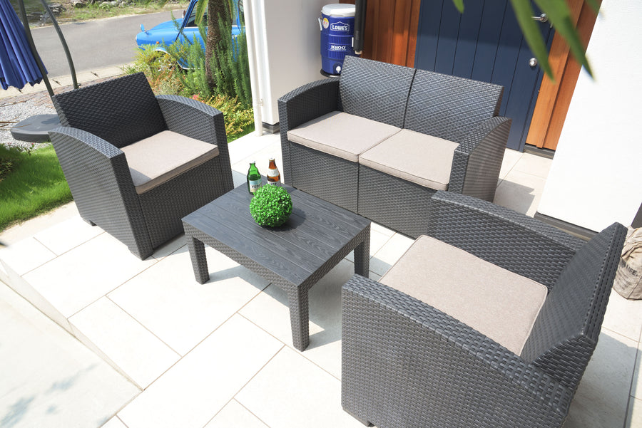 Garden Living 4-piece set, dark grey