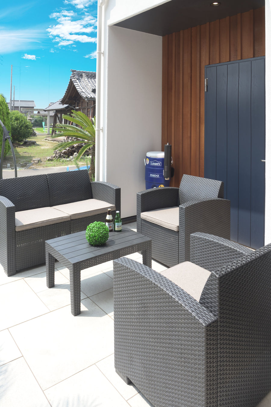 Garden Living 4-piece set, dark grey