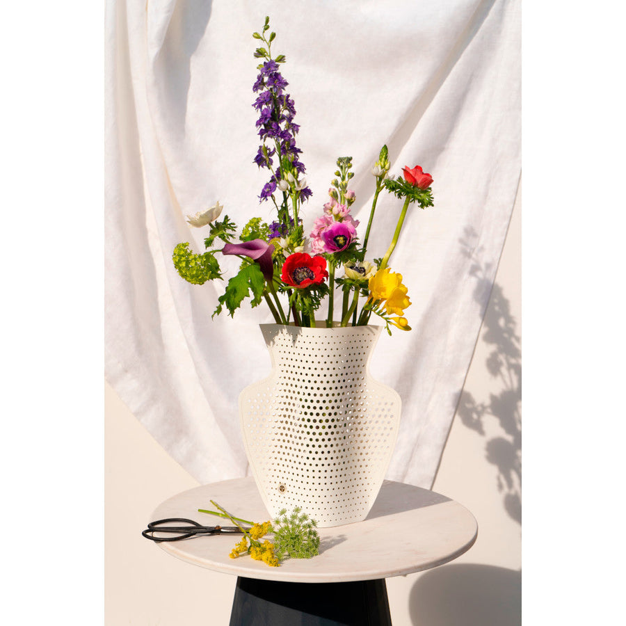 PAPER VASE CYANO (Perforated, White)