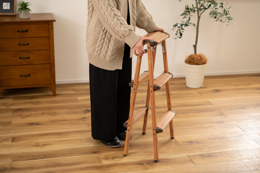 Step stool, 3 steps, brown