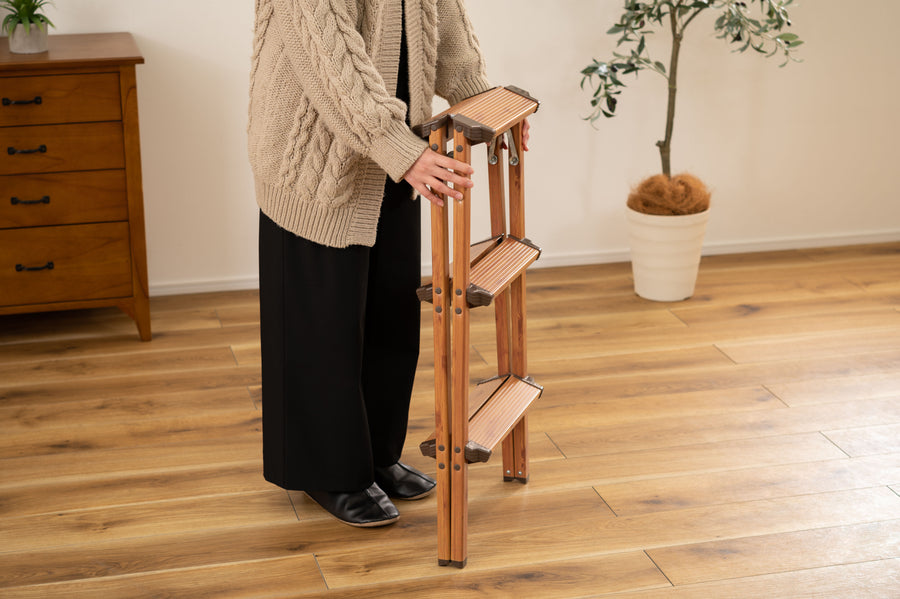 Step stool, 3 steps, brown