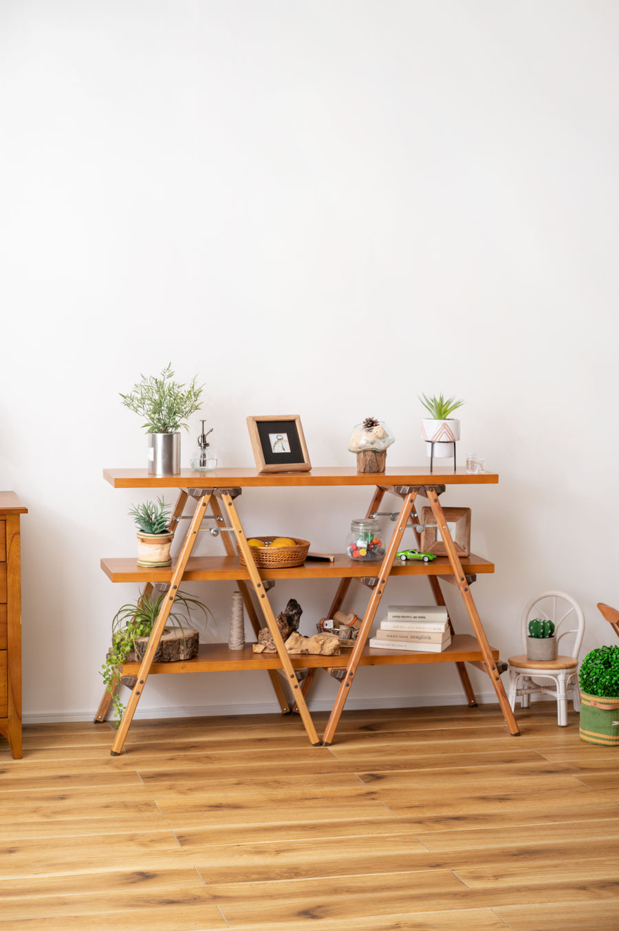 Step stool, 3 steps, brown