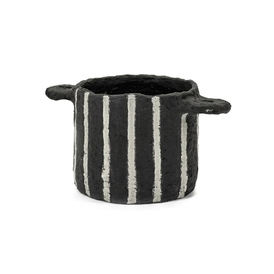 Pot Marie Vertical Stripes φ16.5 (Black)