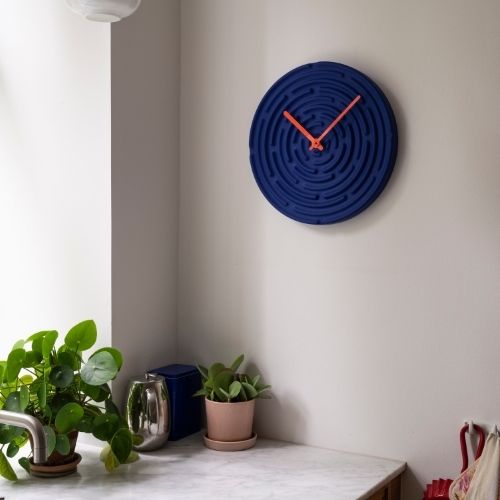 Minos Wall Clock Horizon Blue / Traffic Orange