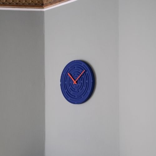 Minos Wall Clock Horizon Blue / Traffic Orange