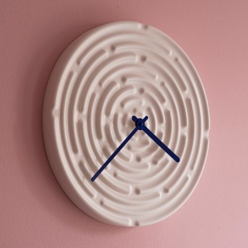 Minos Wall Clock Meringue White / Horizon Blue