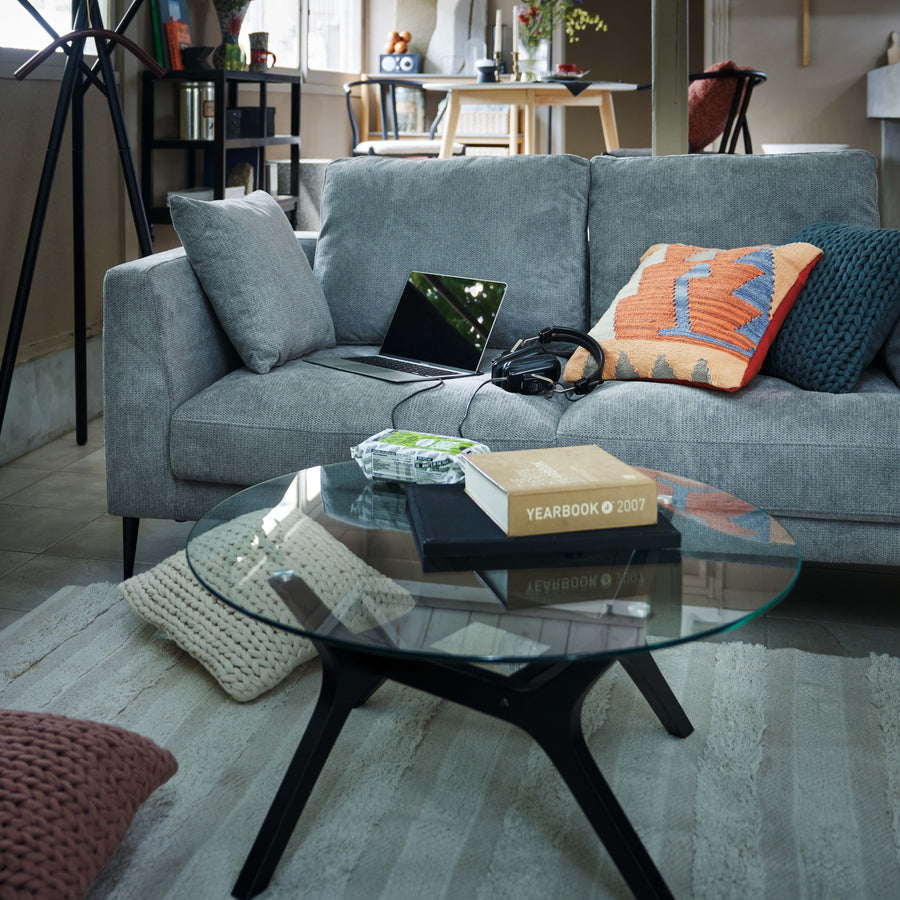 ラウンドガラステーブル ブラック