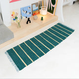 Upcycled Rug Long Runner Green