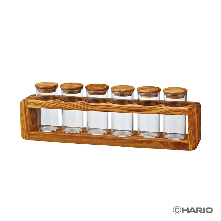 Olive wood spice storage set of 6