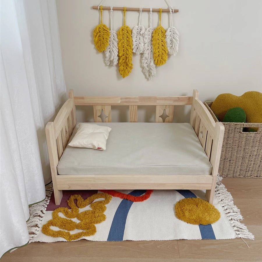 Star design wooden pet bed