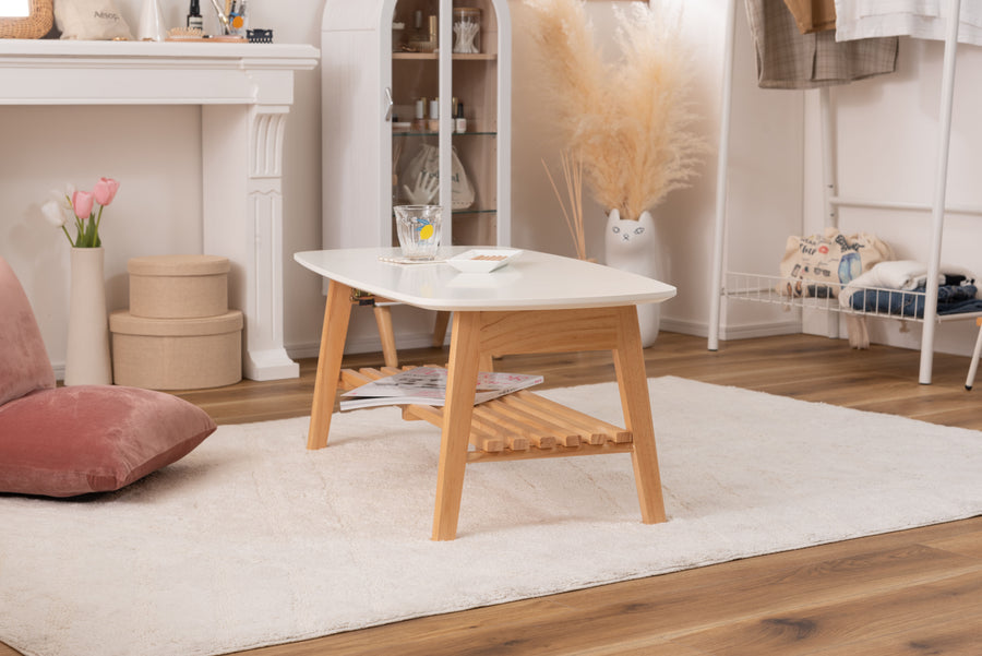 White folding table with shelf