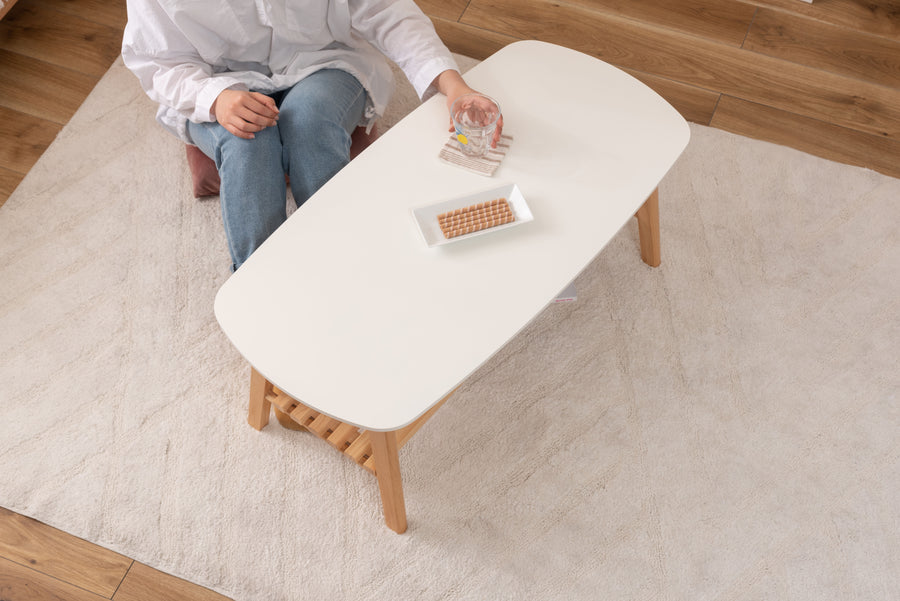 White folding table with shelf