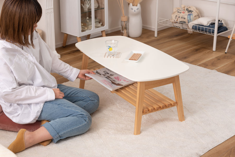 White folding table with shelf