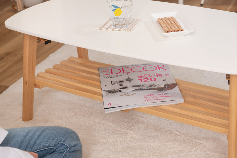 White folding table with shelf