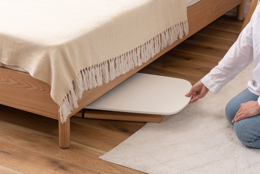 White folding table with shelf