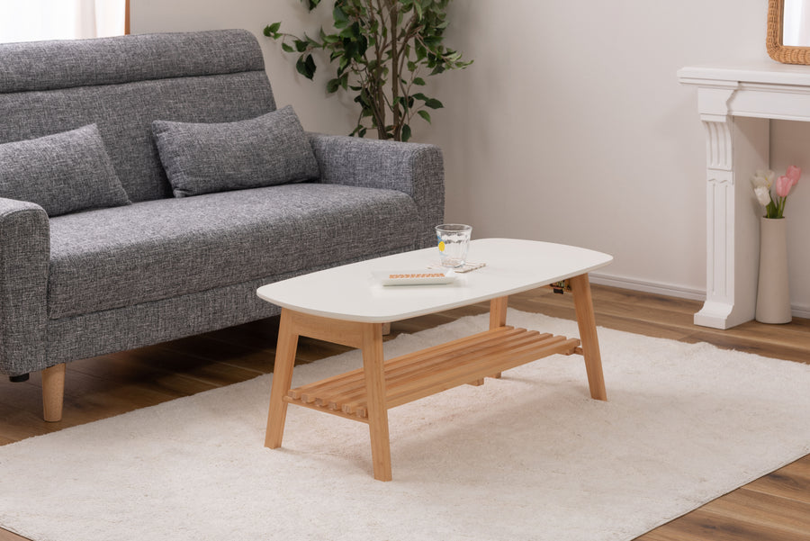 White folding table with shelf