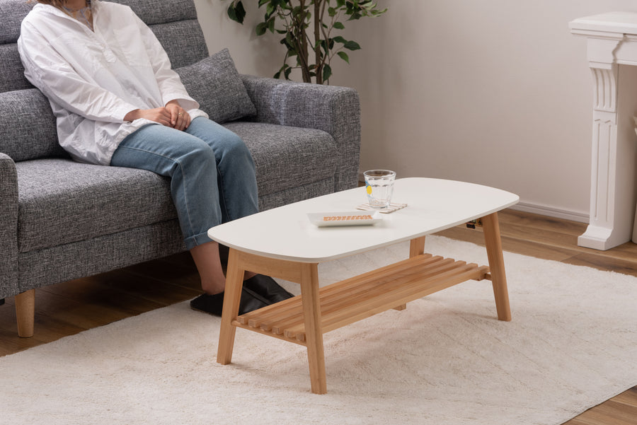 White folding table with shelf