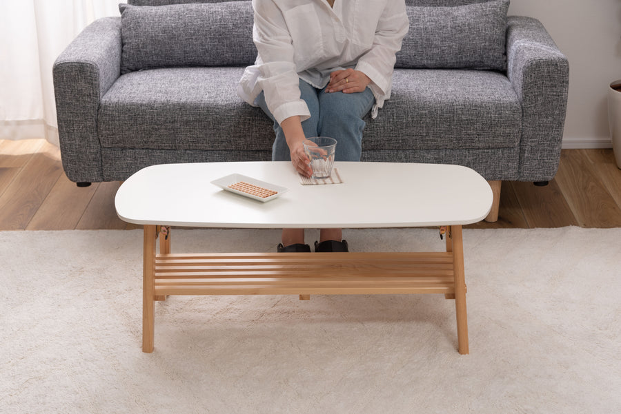 White folding table with shelf