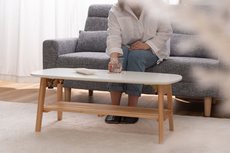 White folding table with shelf