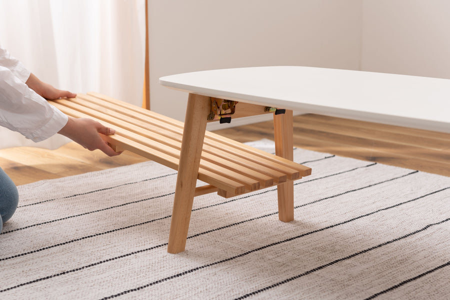 White folding table with shelf