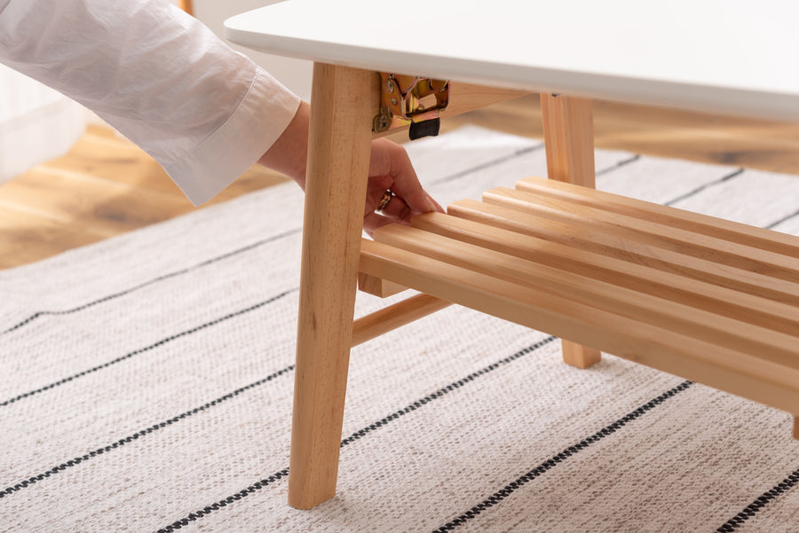 White folding table with shelf