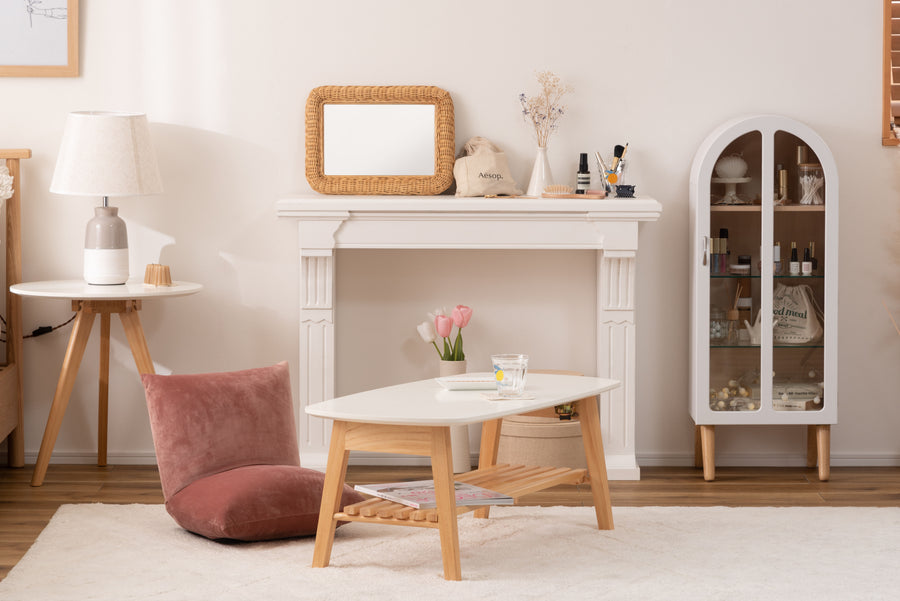 White folding table with shelf