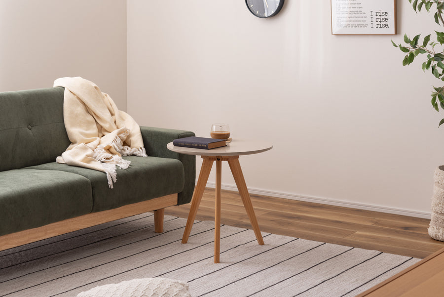 Round side table, beige