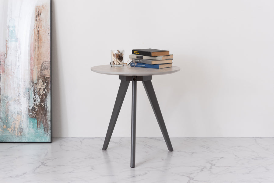 Round side table, grey