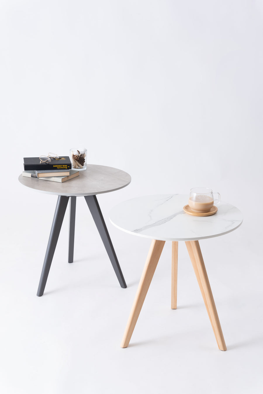 Round side table, grey