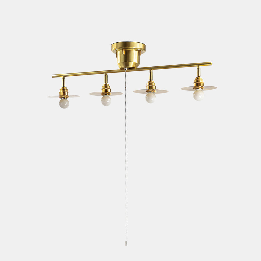 Pura 4-light ceiling light, brass, G50/with white